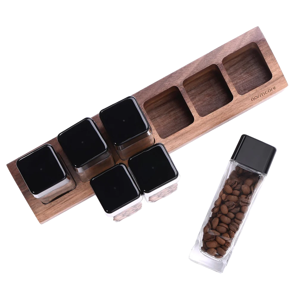 Normcore 6 Tubes Coffee Bean Cellars with Walnut Stand