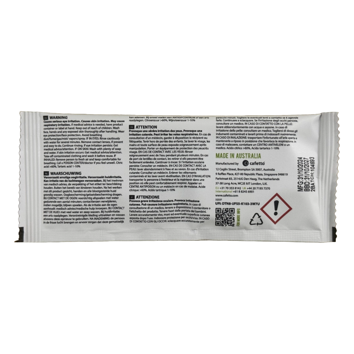 Cafetto Renew Descaler 25g x 4 Sachets