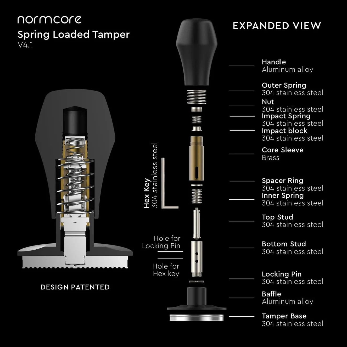 Normcore V4 Spring Loaded Tamper, Walnut